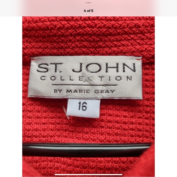 St John Collection Sz 16 candy apple 🍎 red dress suit couture Jacket - Picture 8 of 8